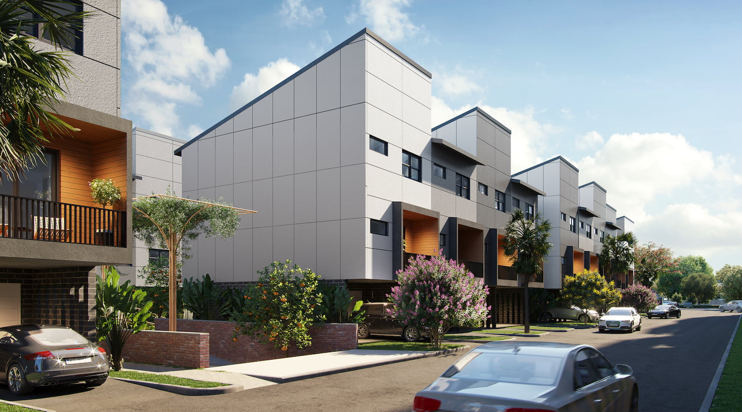 Dự án đầu tư EB-5 Mai Garden Terrace Houston: Phối cảnh dự án nhà phố hiện đại tại Texas.